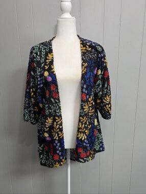 Lularoe Black Floral Cardigan Size S